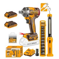 Llave De Impacto 1/2" Ingco 20V 400Nm Brushless + Linterna Led